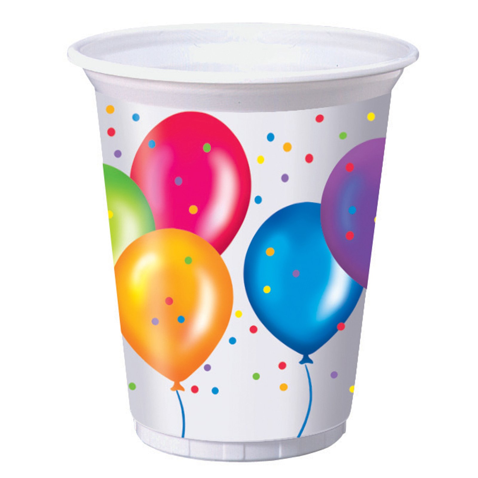 Birthday Balloons 16 oz. Plastic Cups (8 count) - Click Image to Close