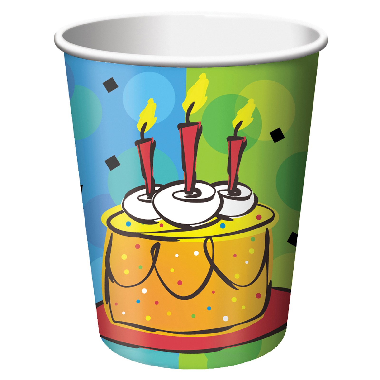 Cake Celebration 9 oz. Paper Cups (8 count) - Click Image to Close