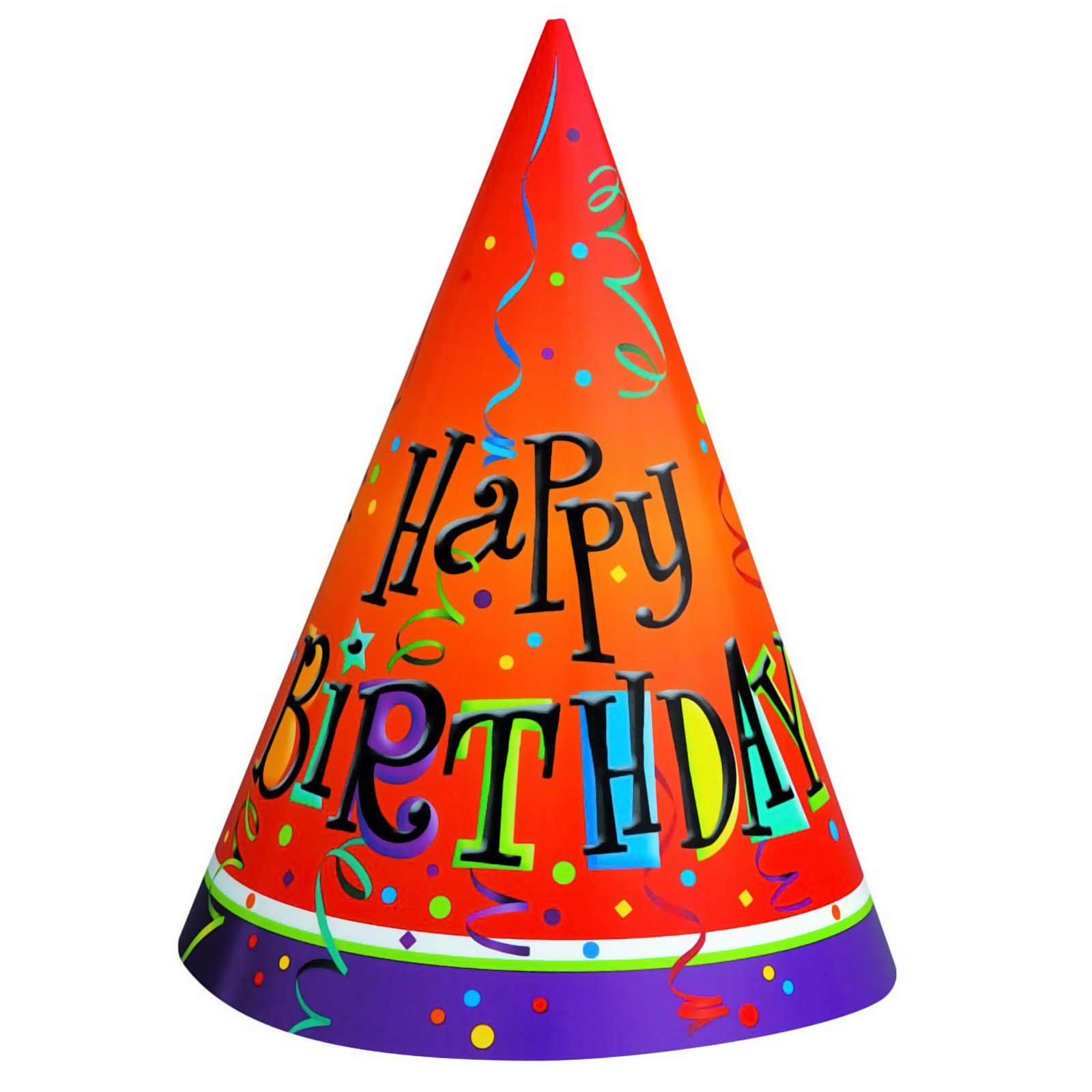 Lively Birthday Cone Hats (8 count)