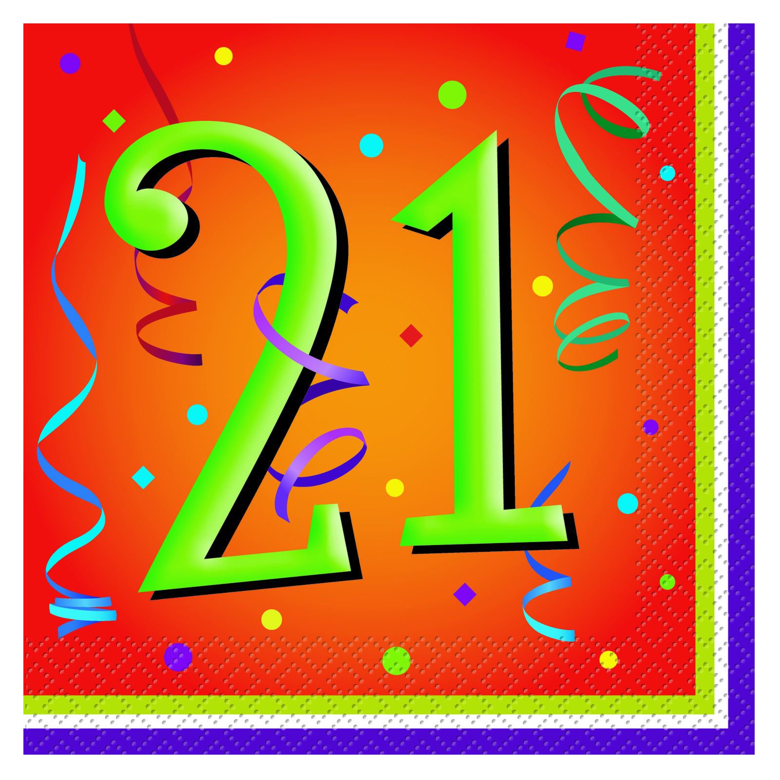 Lively Birthday 21 - Lunch Napkins (16 count) - Click Image to Close