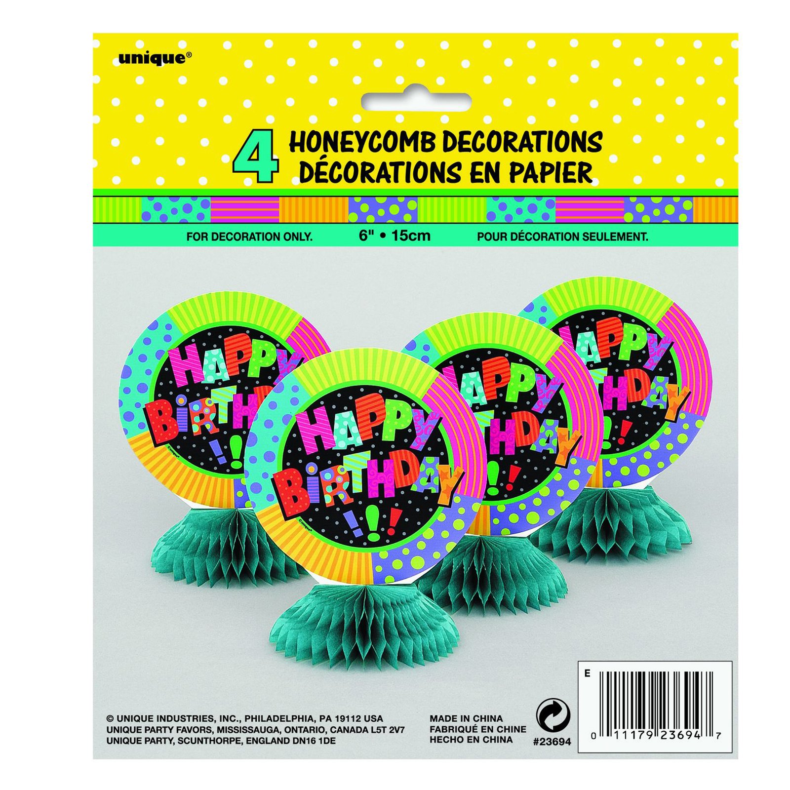 Infinite Birthday Honeycomb Decorations (4 count) - Click Image to Close