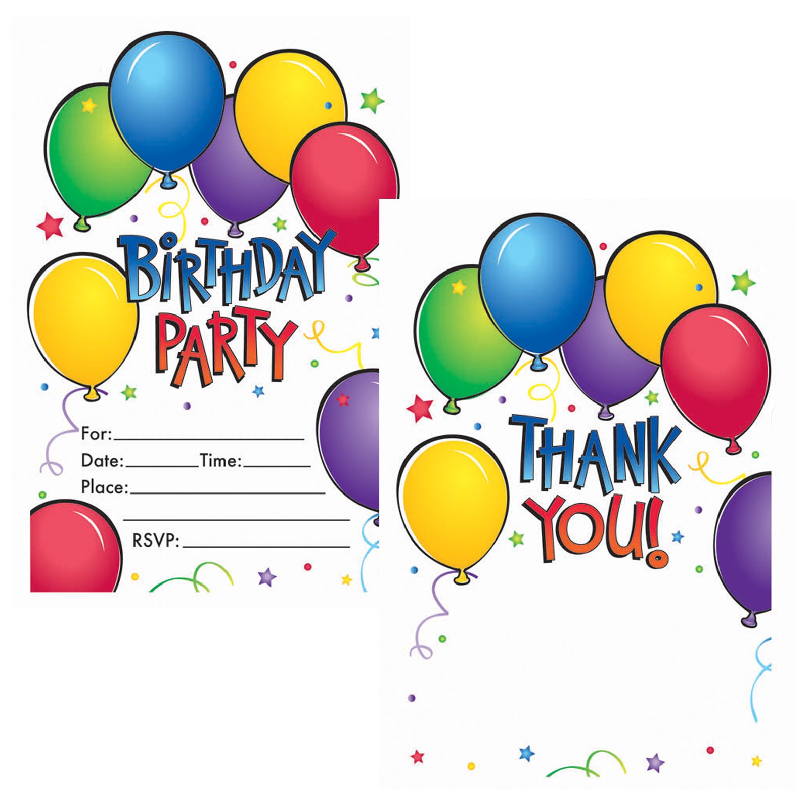 Balloon Fun Invitations and Thank You Postcards (50 count) - Click Image to Close