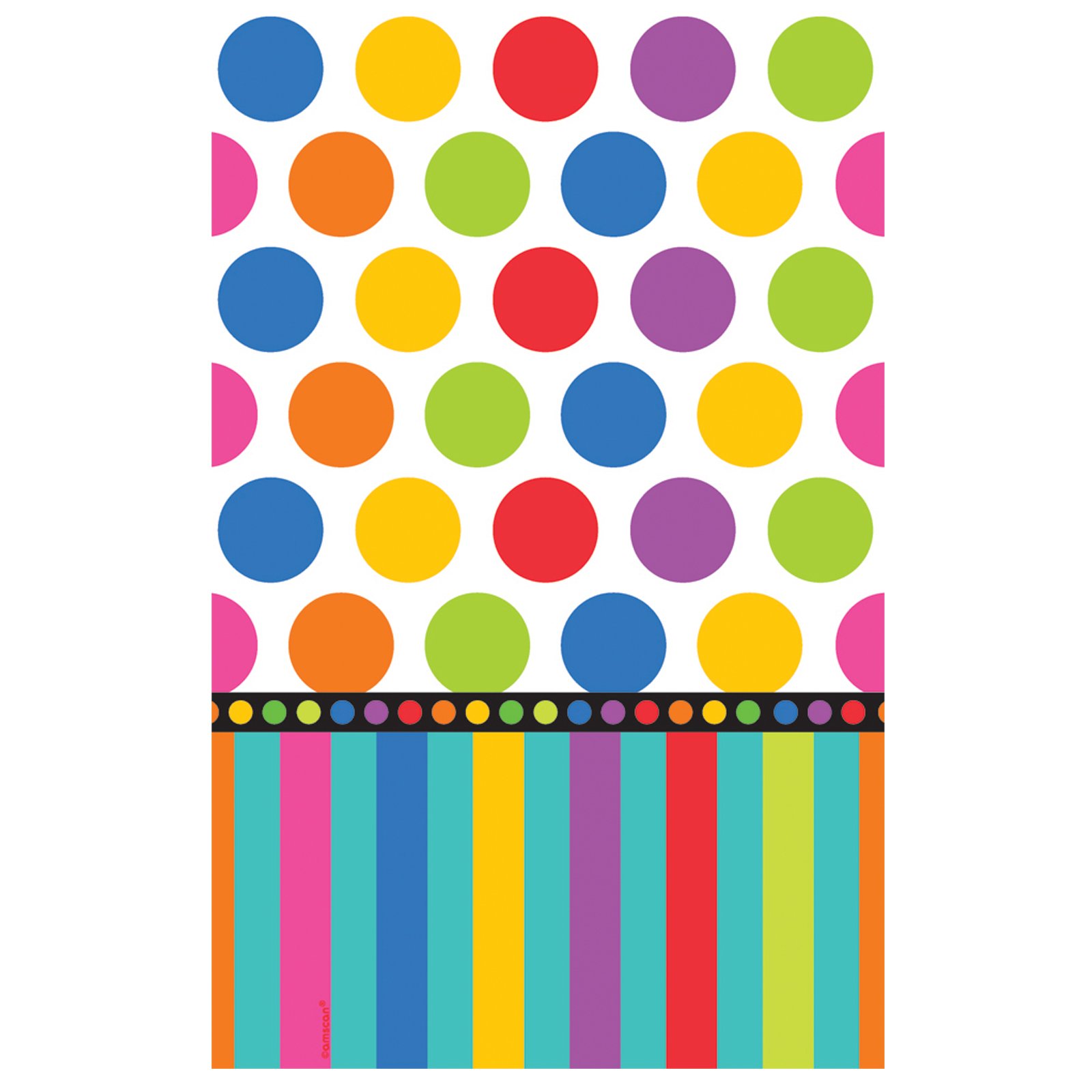 Dots and Stripes Birthday Plastic Tablecover - Click Image to Close