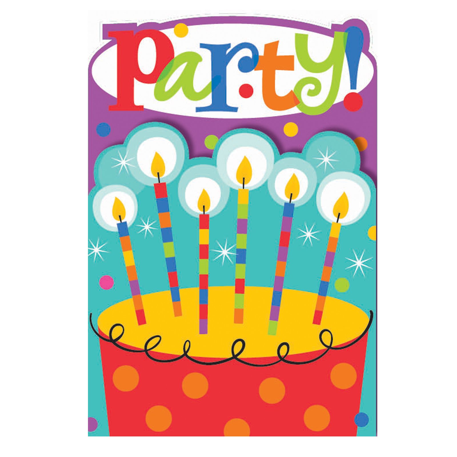 Dots and Stripes Birthday Invitations (8 count) - Click Image to Close