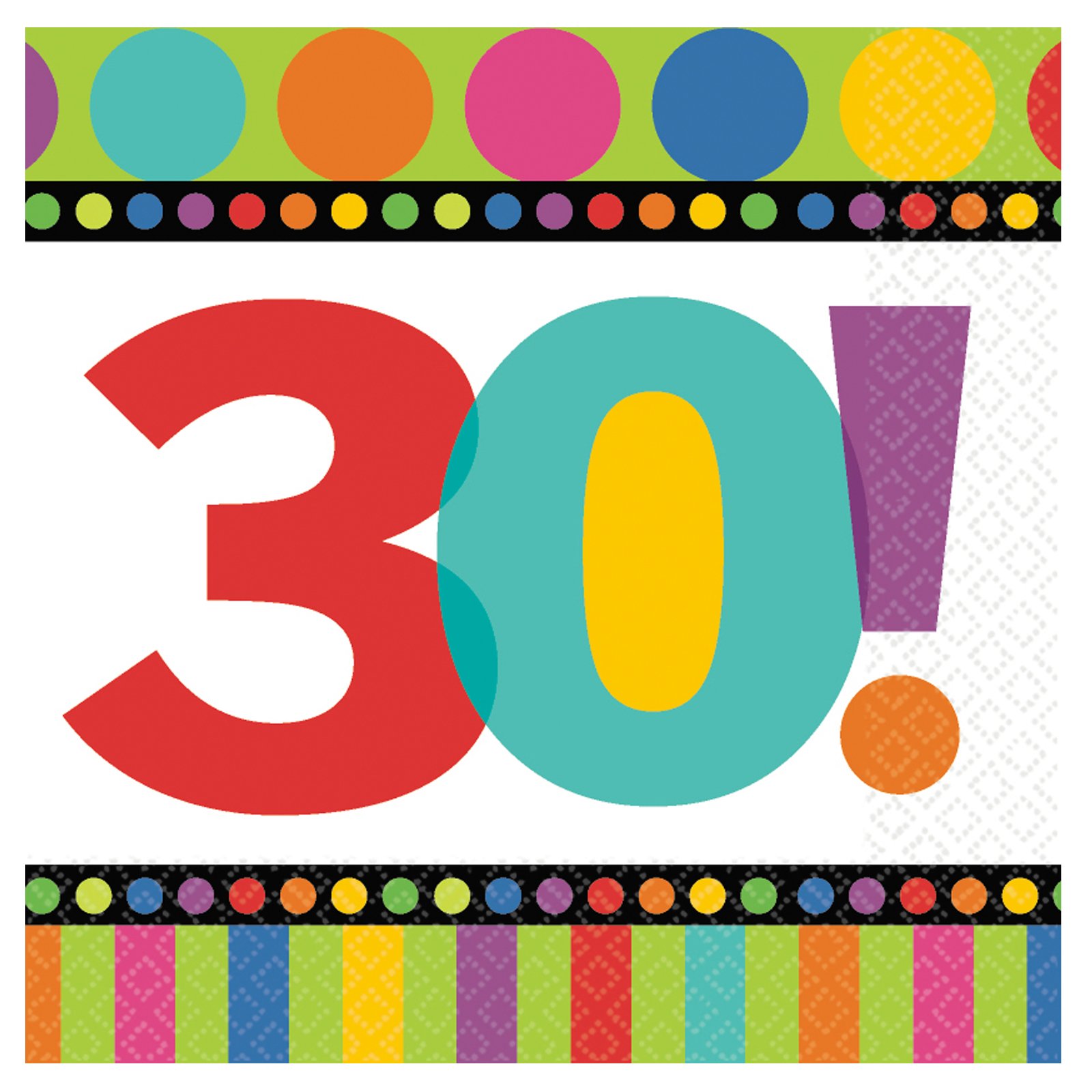 Dots and Stripes Birthday 30 - Lunch Napkins (16 count) - Click Image to Close