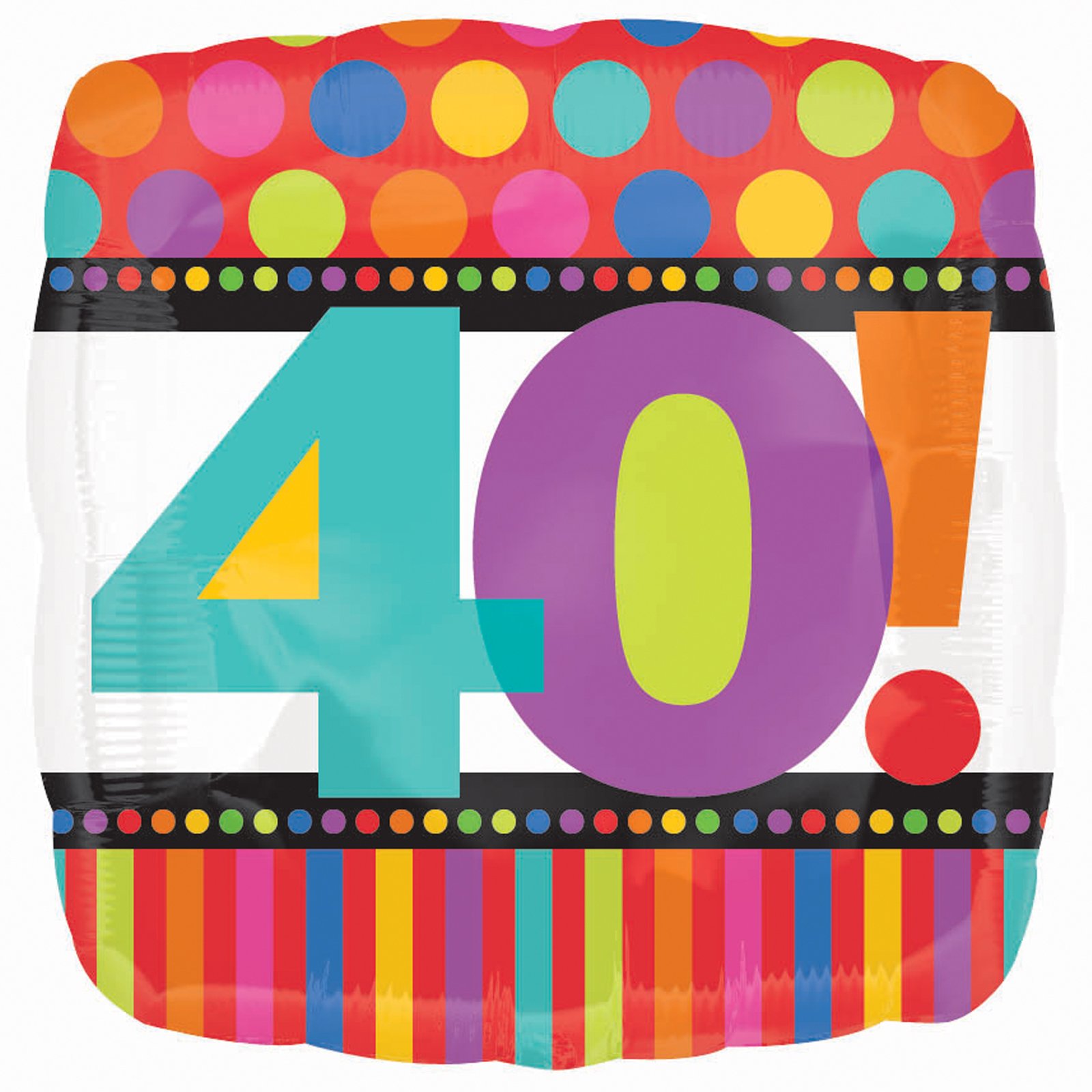 Dots and Stripes Birthday 40 - 18" Foil Balloon - Click Image to Close