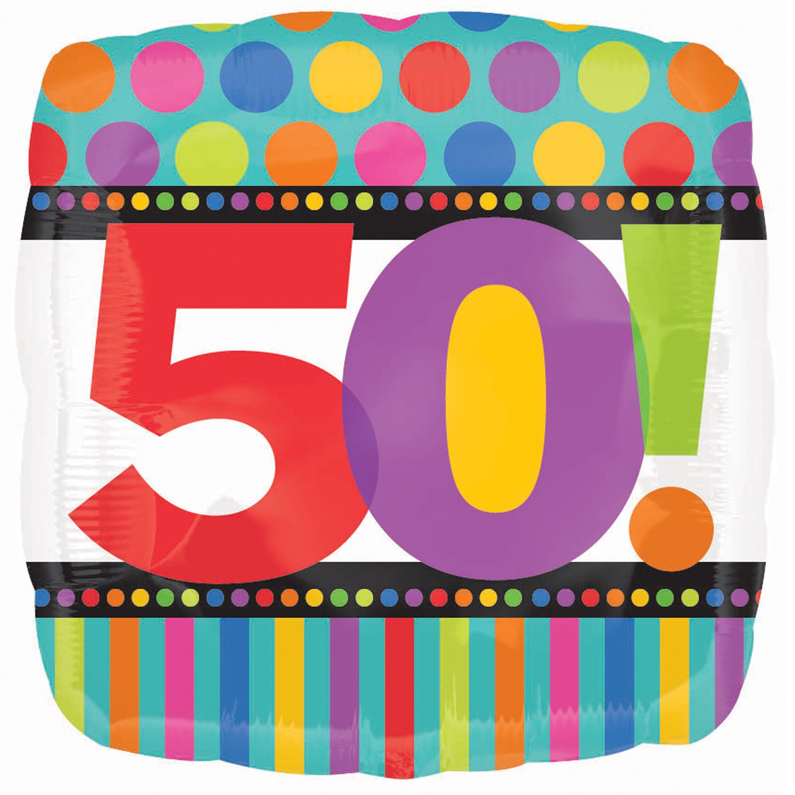 Dots and Stripes Birthday 50 - 18" Foil Balloon