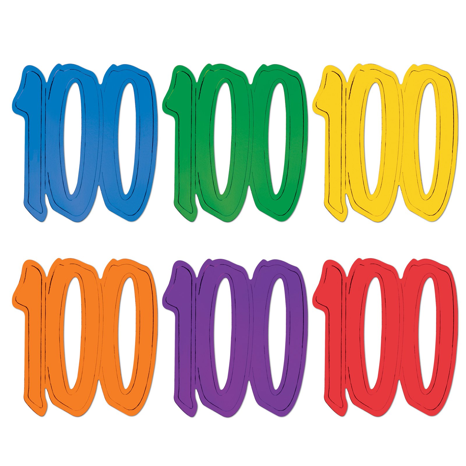 Foil Silhouette "100" Cutout Asst. (1 count) - Click Image to Close