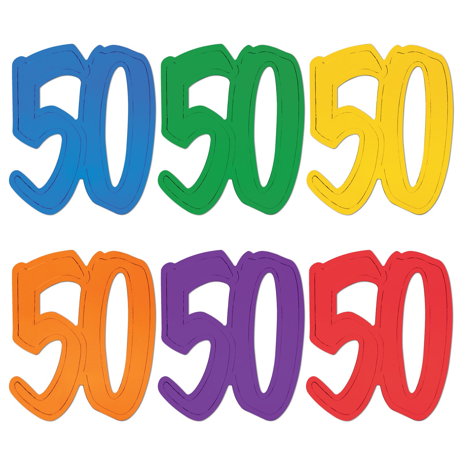 Foil Silhouette "50" Cutout Asst. (1 count) - Click Image to Close