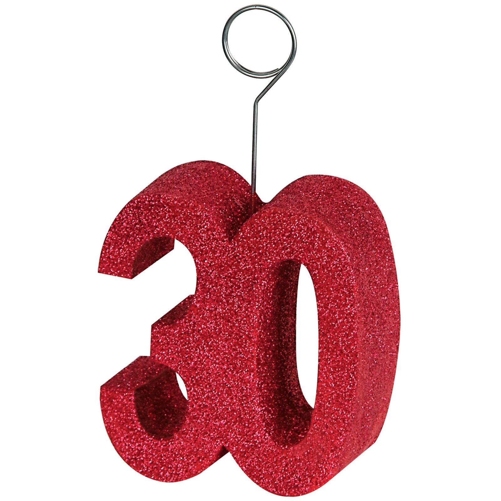 Red Glittered "30" Balloon Weight / Photo Holder