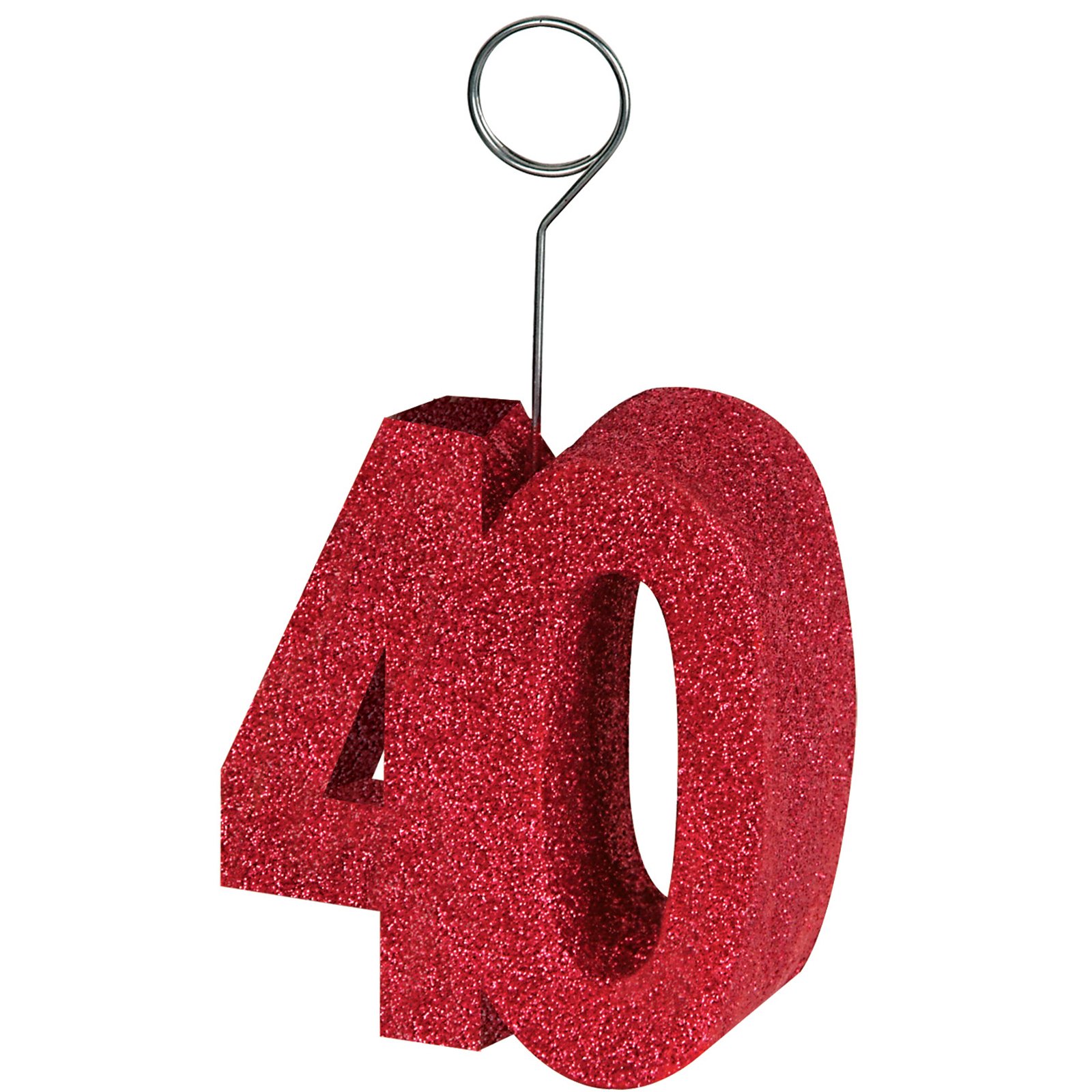 Red Glittered "40" Balloon Weight / Photo Holder - Click Image to Close