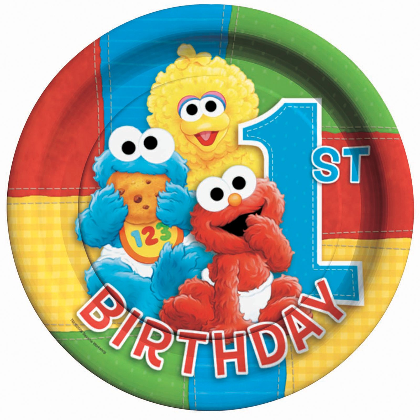 Sesame Street 1st Birthday Dinner Plates (8 count) - Click Image to Close