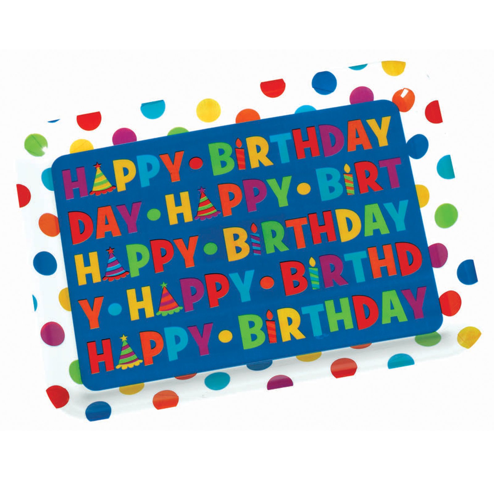 14" Happy Birthday Rectangular Plastic Tray