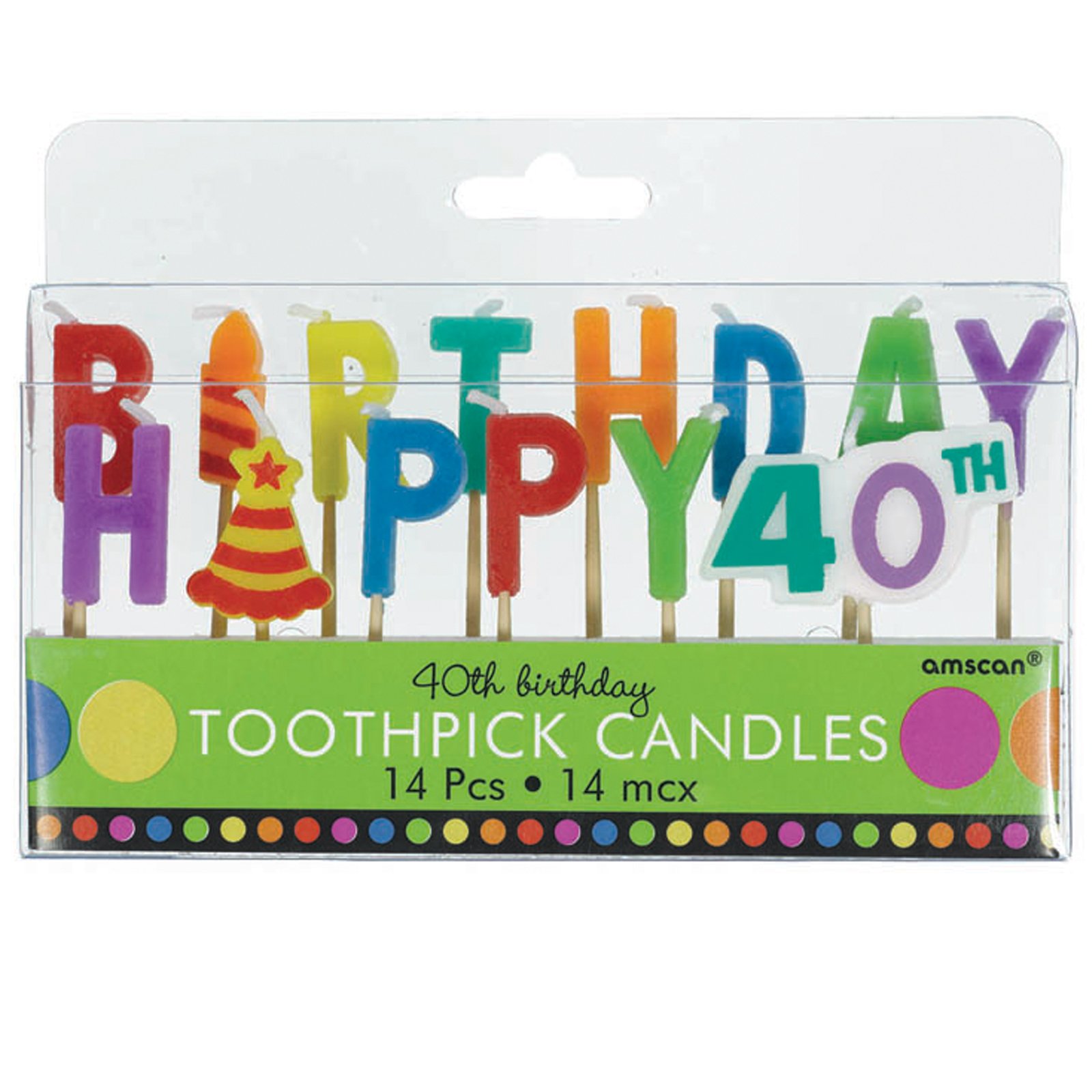 40th Birthday Toothpick Candles (14 count) - Click Image to Close