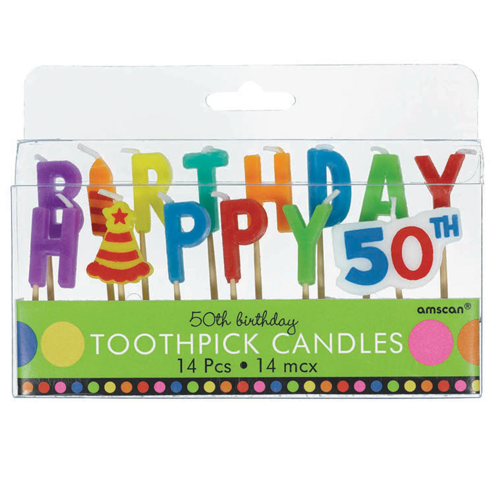 50th Birthday Toothpick Candles (14 count) - Click Image to Close