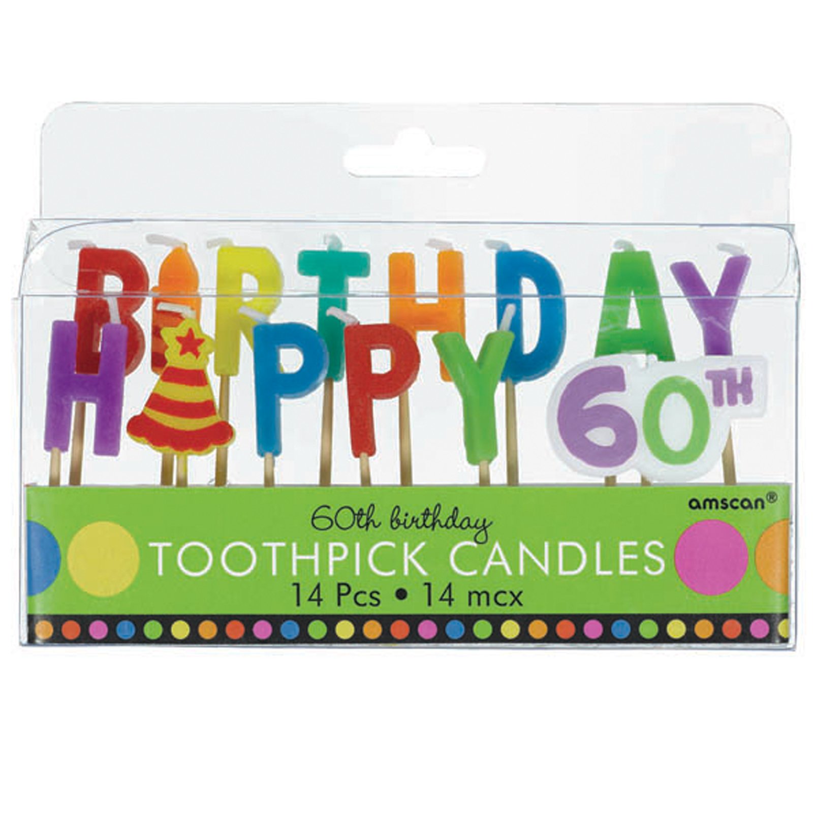 60th Birthday Toothpick Candles (14 count) - Click Image to Close