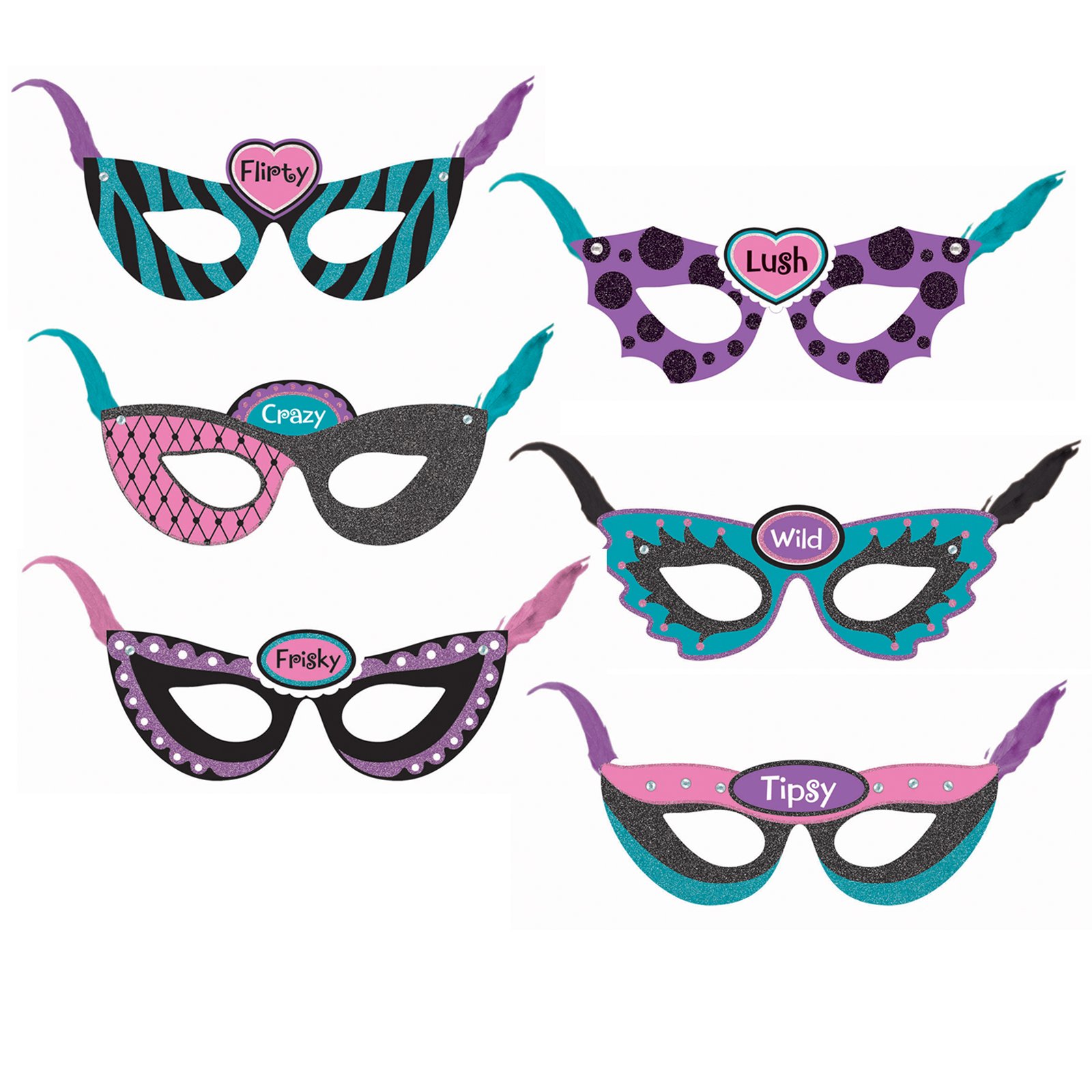 Assorted Paper Party Masks (6 count) - Click Image to Close