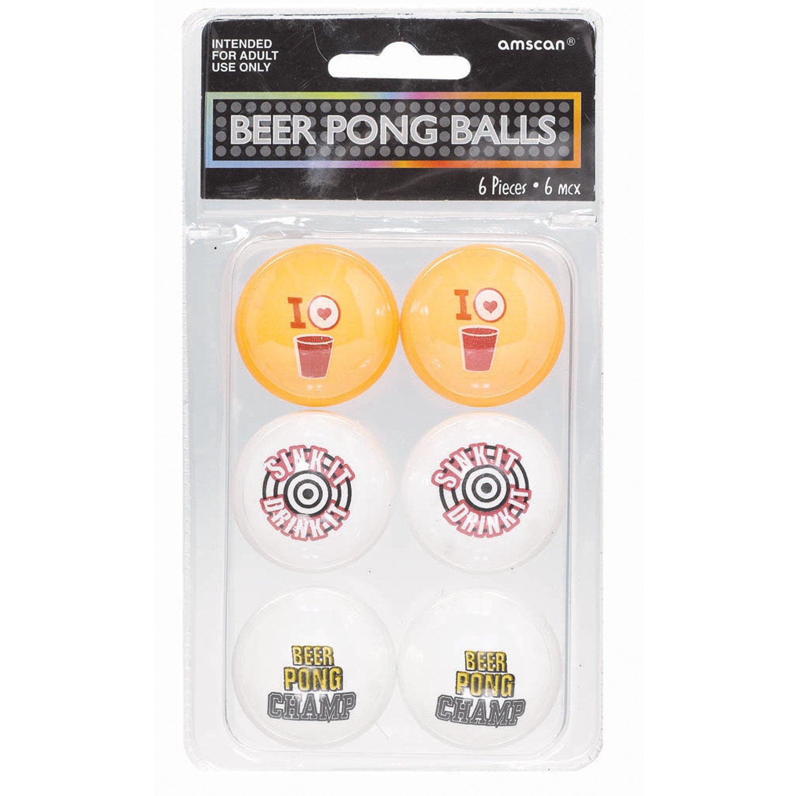 Beer Ping Pong Balls (6 count) - Click Image to Close