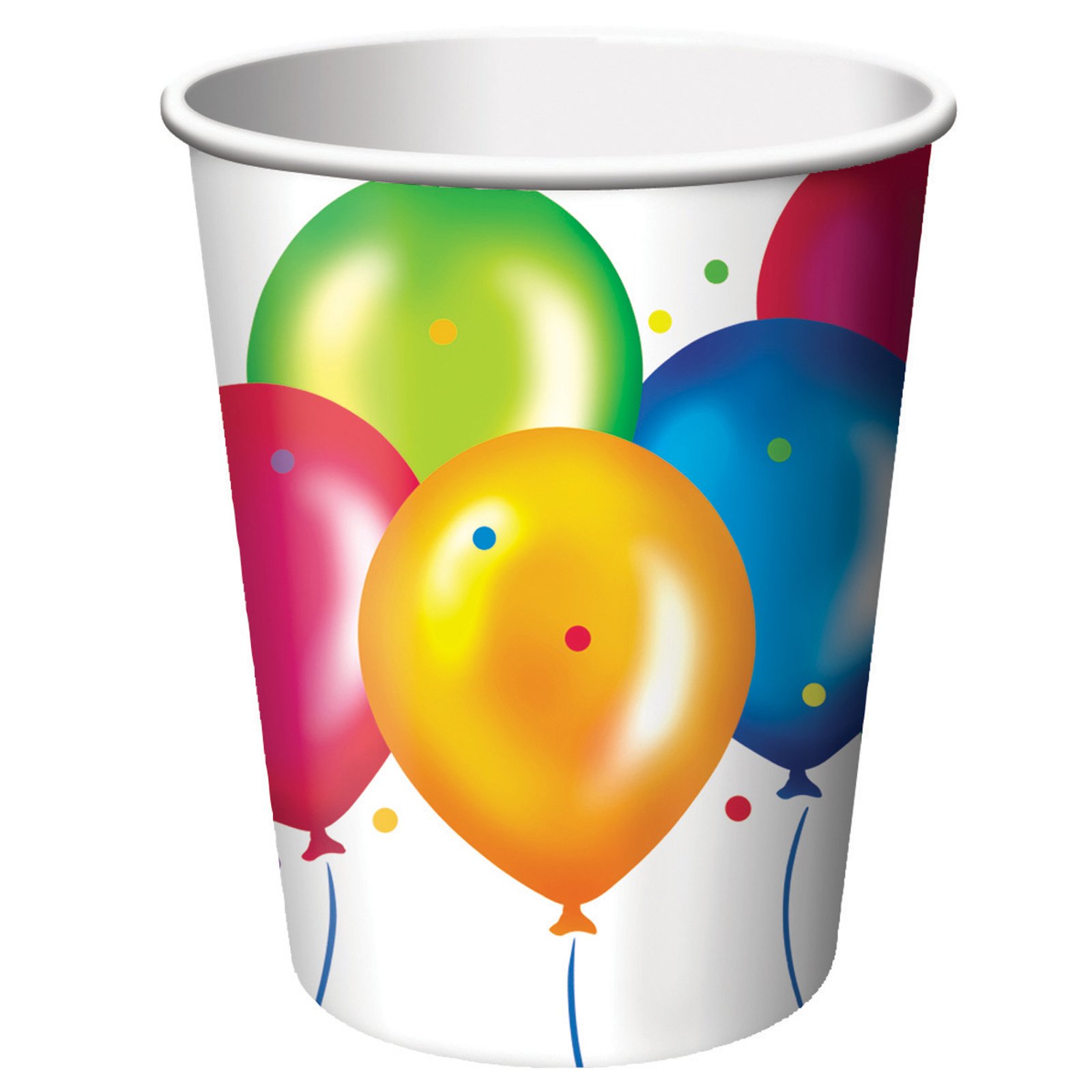 Birthday Balloons 9 oz. Paper Cups (18 count) - Click Image to Close