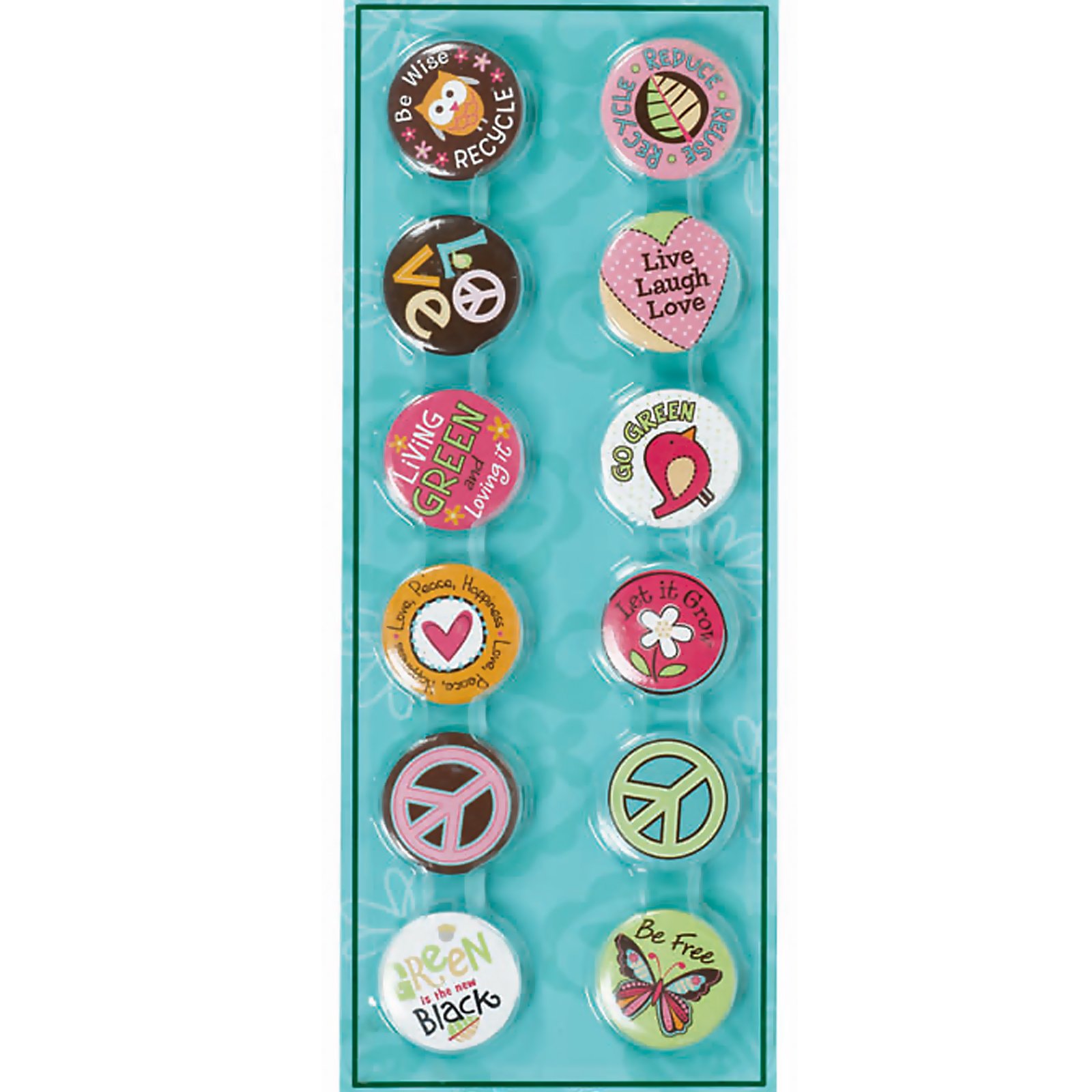 Hippie Chick Buttons Assorted (12 count)