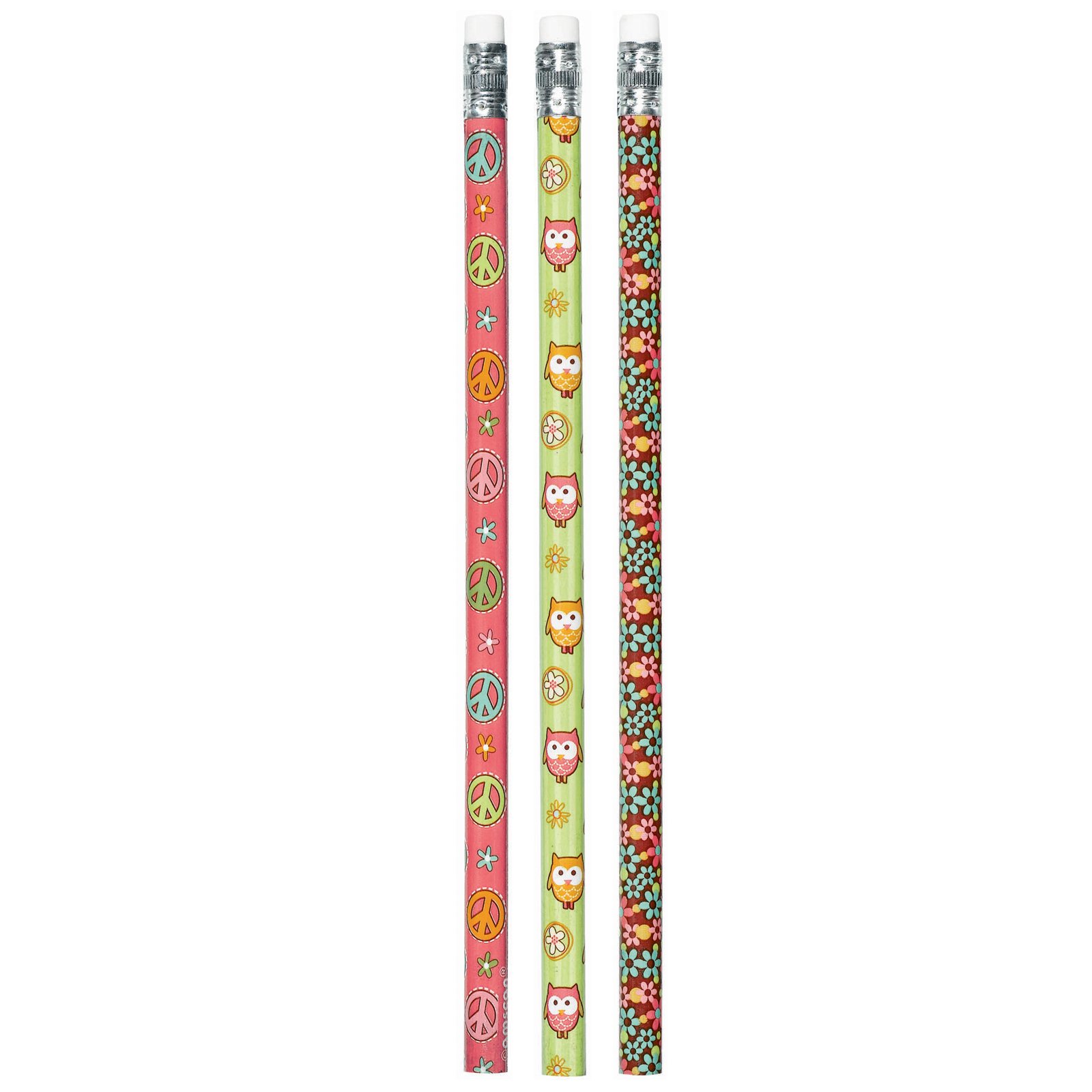 Hippie Chick Pencils Assorted (12 count) - Click Image to Close