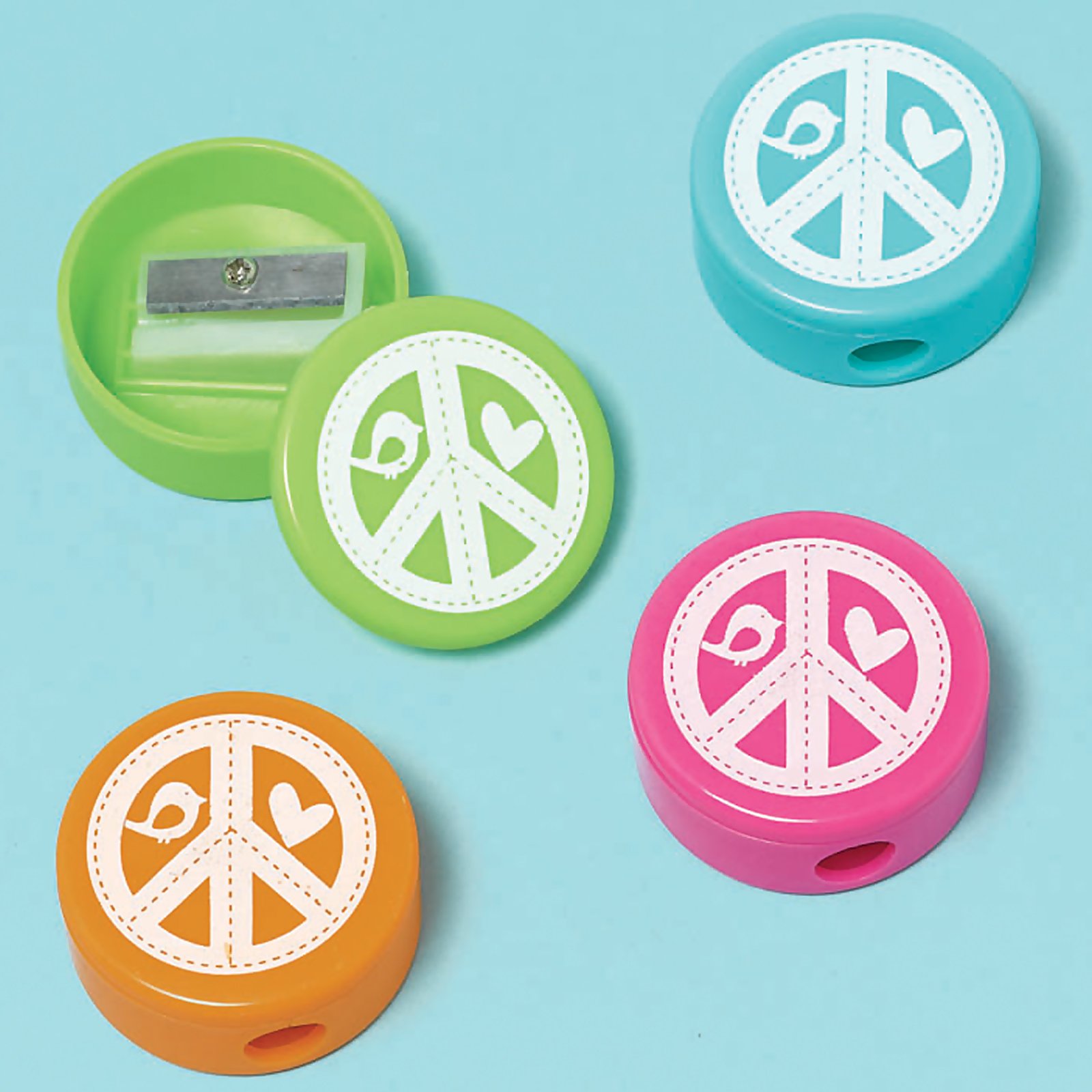 Hippie Chick Pencil Sharpeners Assorted (12 count) - Click Image to Close