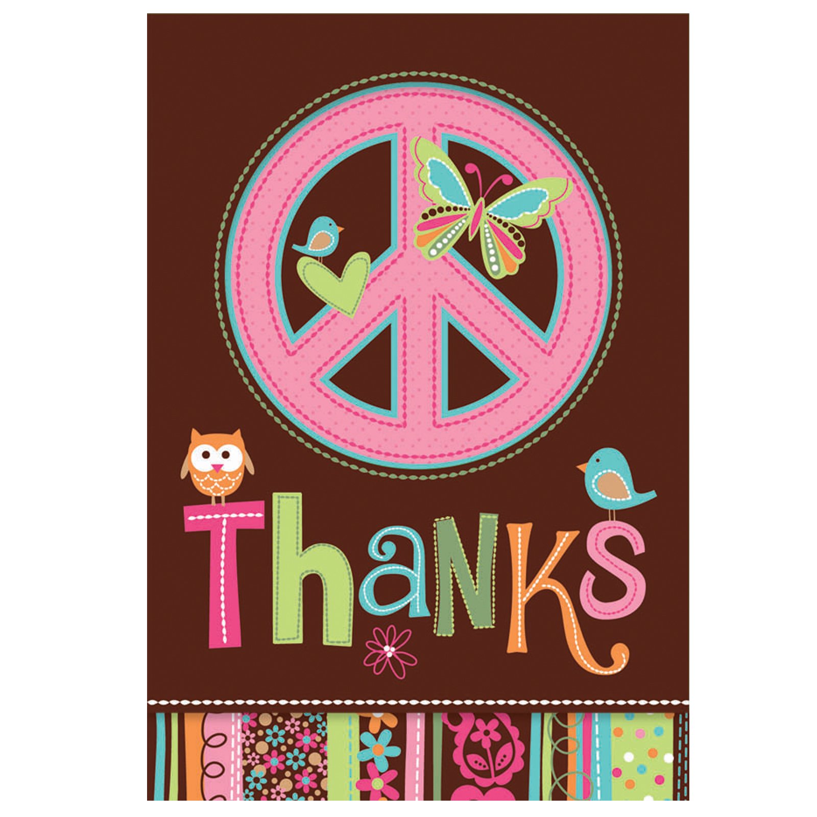 Hippie Chick Birthday Thank You Cards (8 count) - Click Image to Close