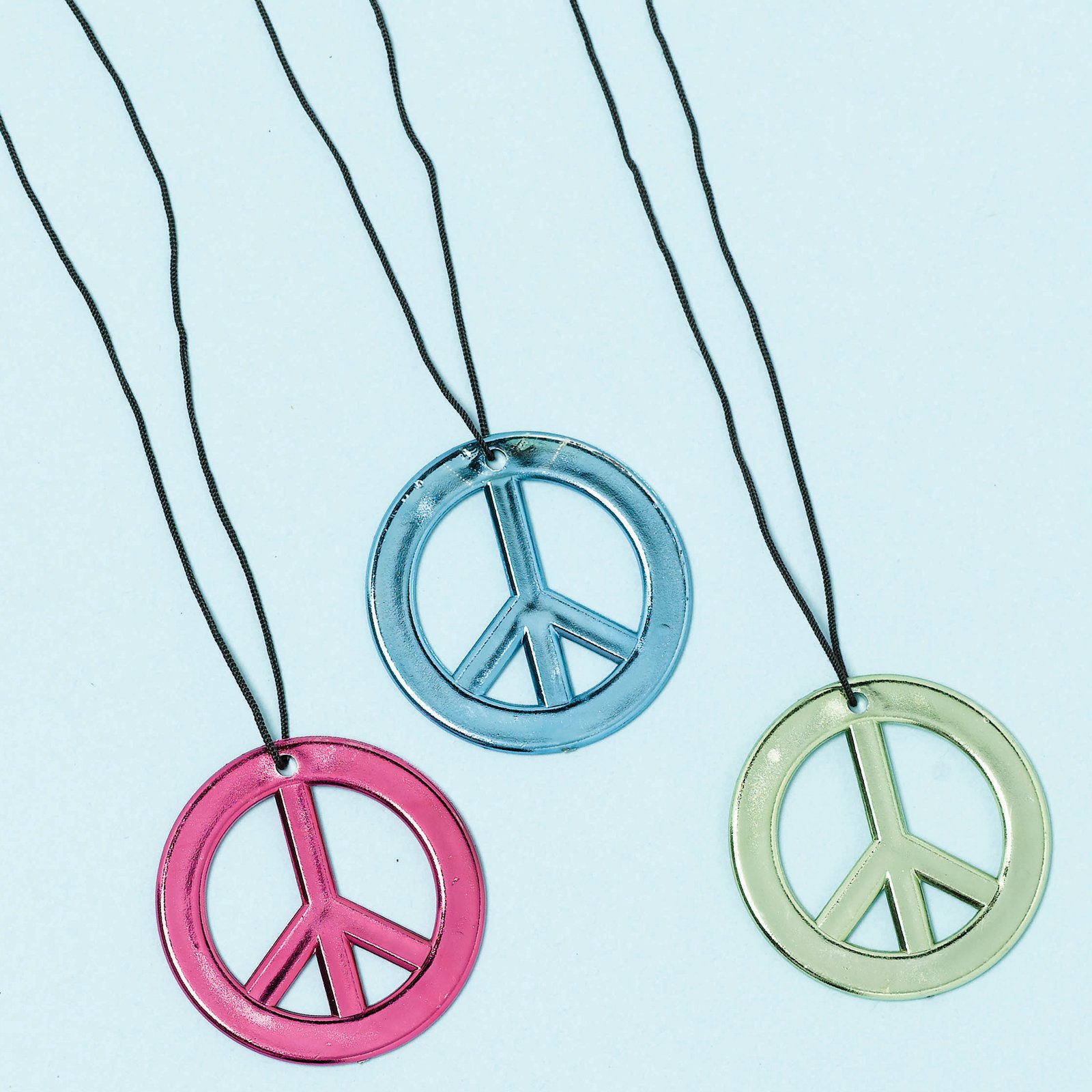 Peace Sign Necklaces Assorted (12 count) - Click Image to Close