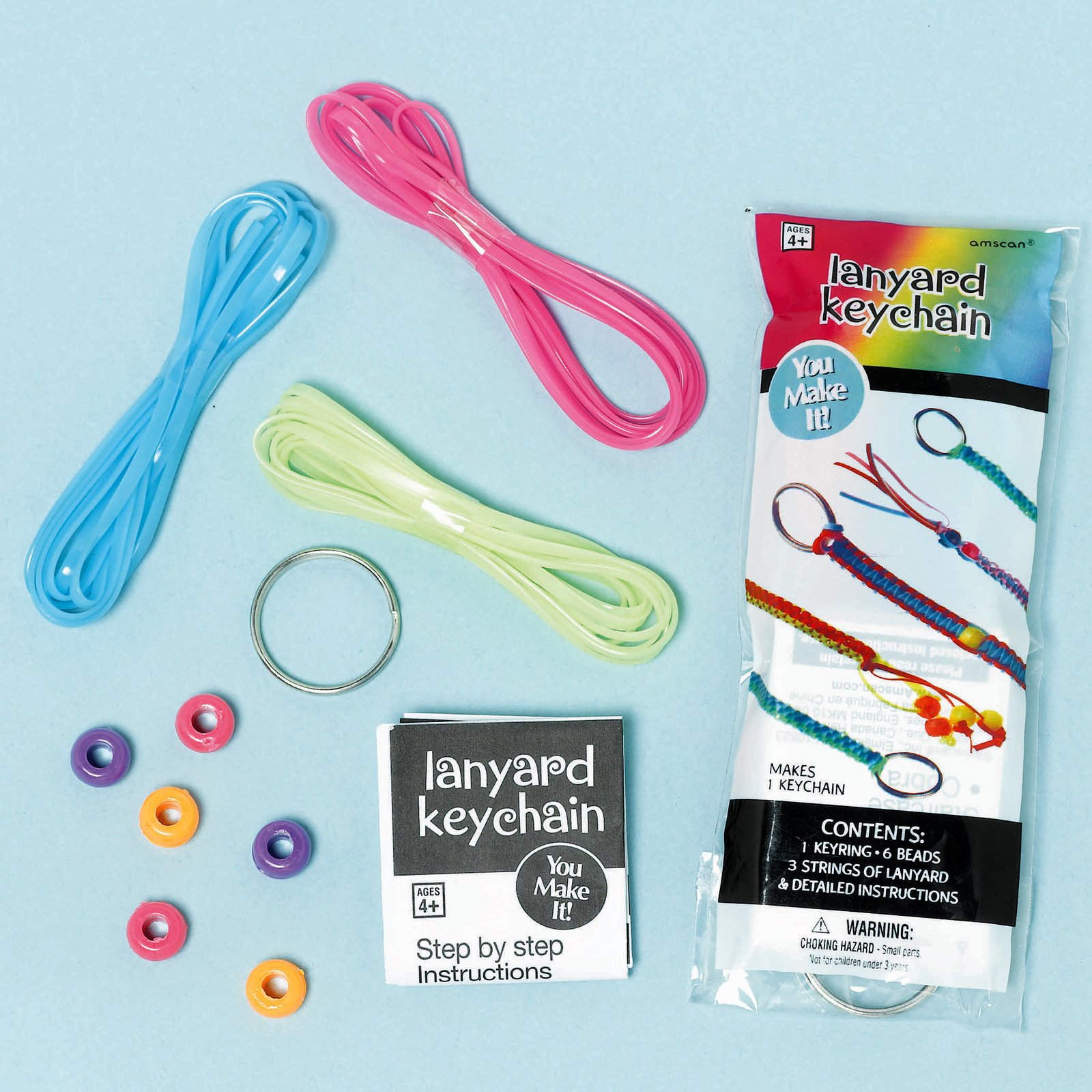 Neon Lanyard Keychain Kits (12 count)