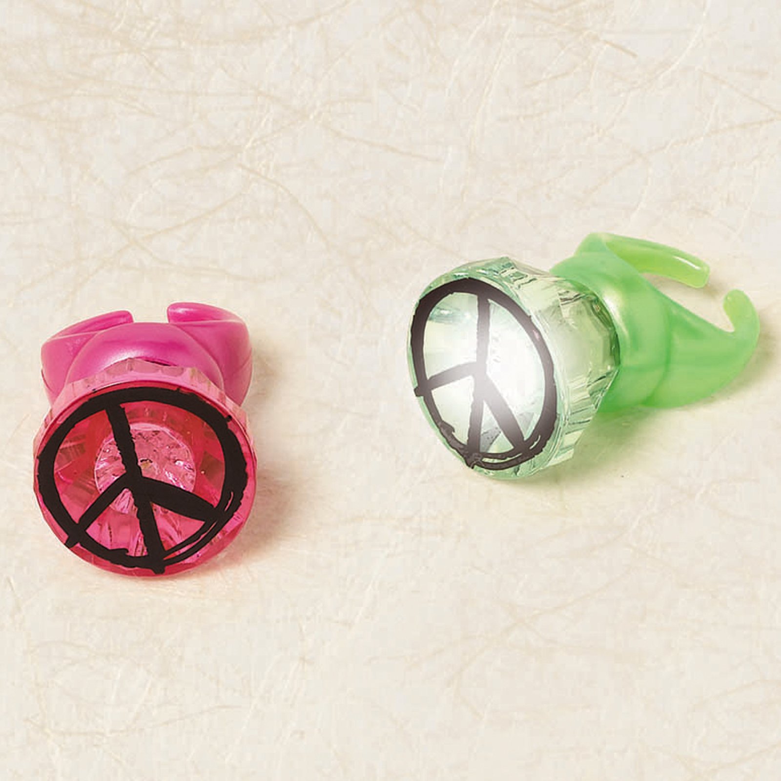 Neon Peace Sign Light Up Ring Assorted (1 count) - Click Image to Close