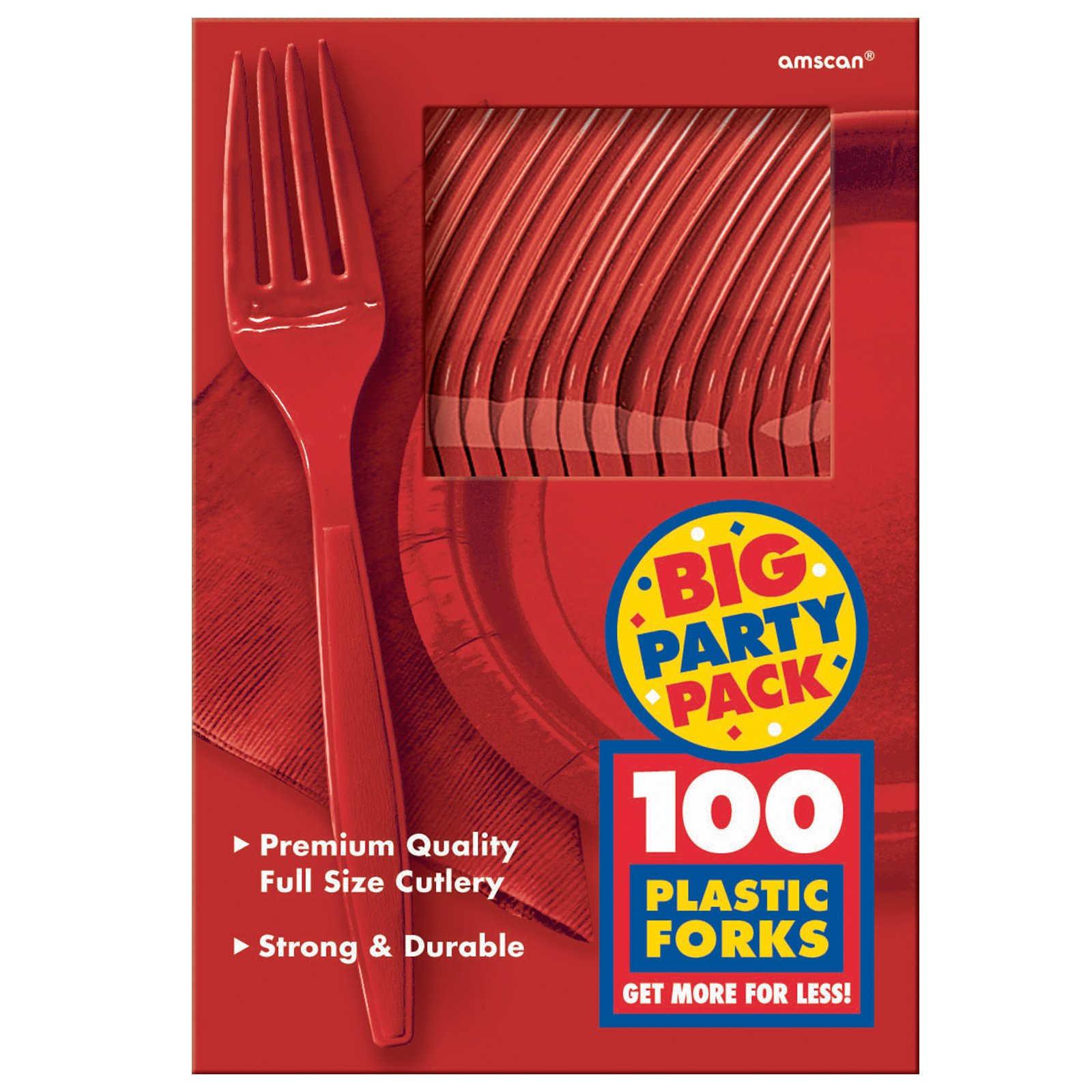 Apple Red Big Party Pack - Forks (100 count) - Click Image to Close