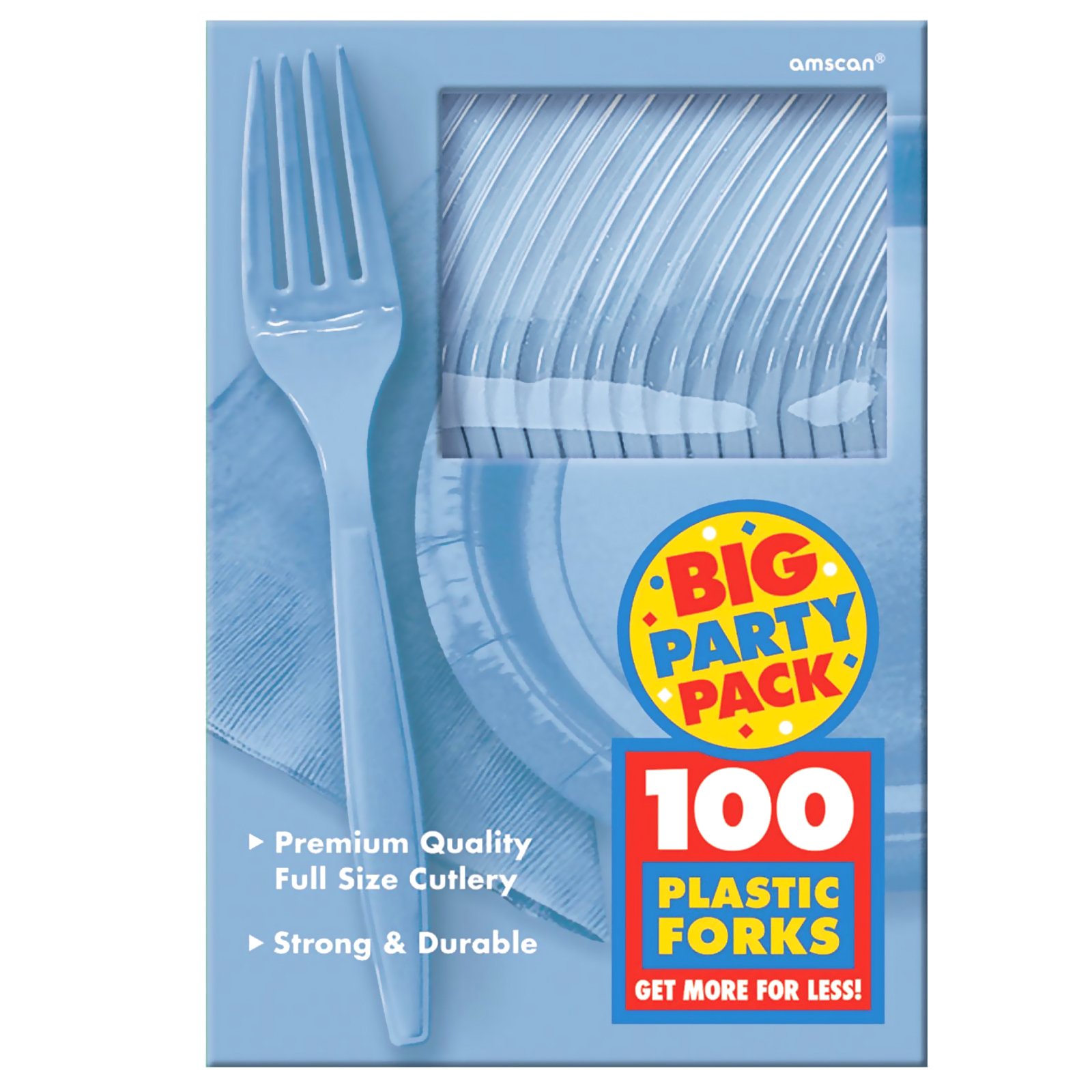 Pastel Blue Big Party Pack - Forks (100 count) - Click Image to Close