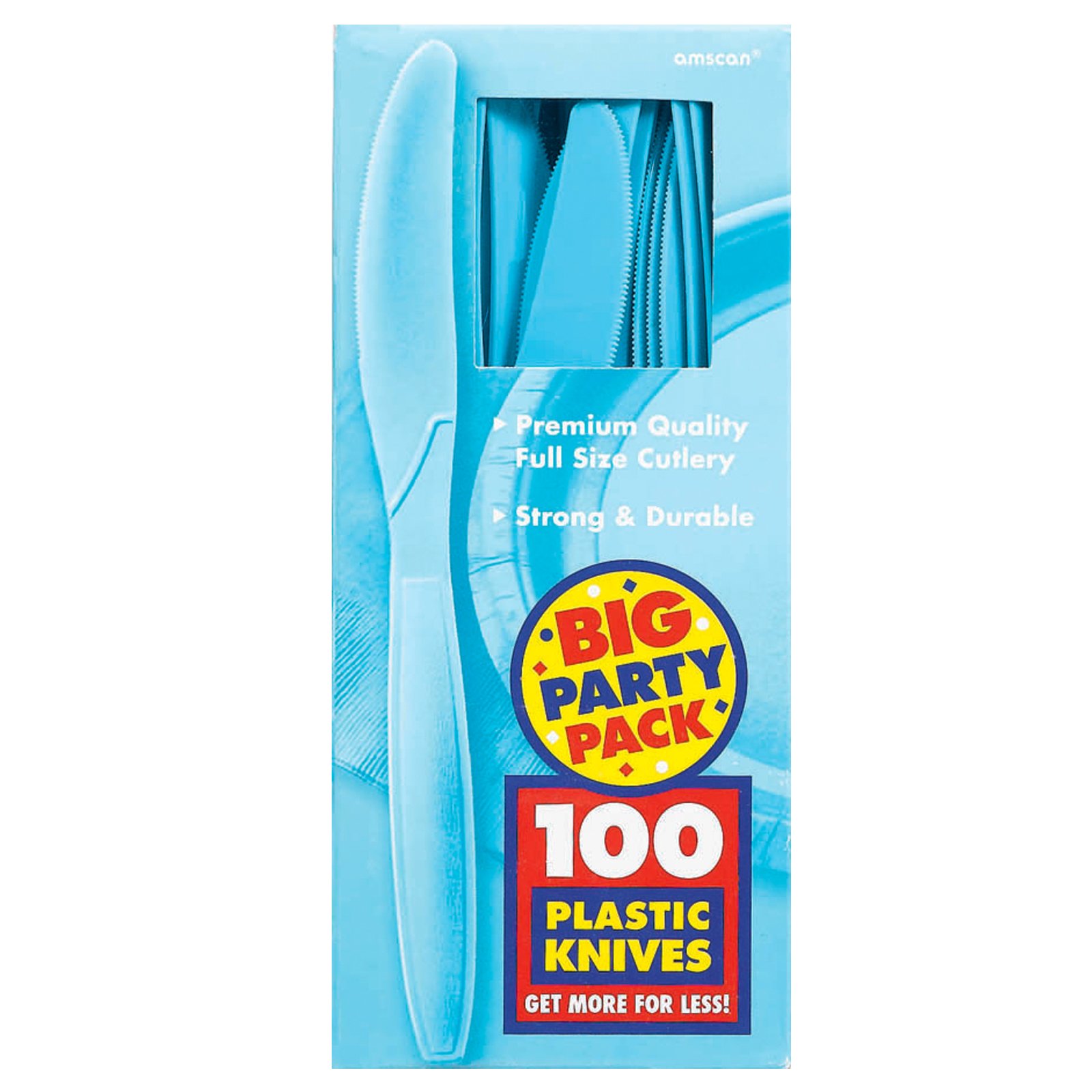 Caribbean Blue Big Party Pack - Knives (100 count) - Click Image to Close