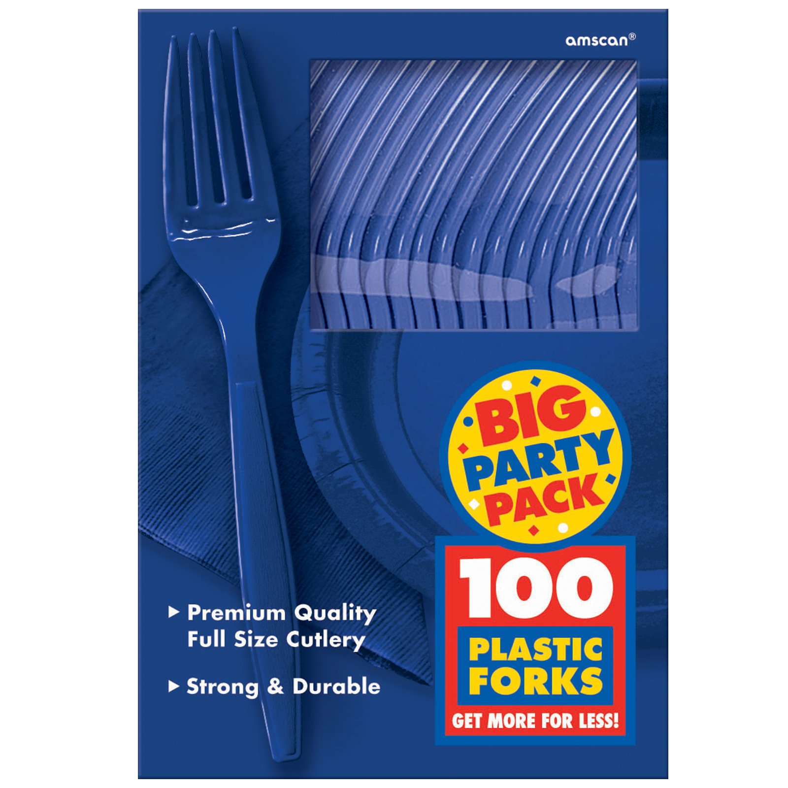 Bright Royal Blue Big Party Pack - Forks (100 count) - Click Image to Close