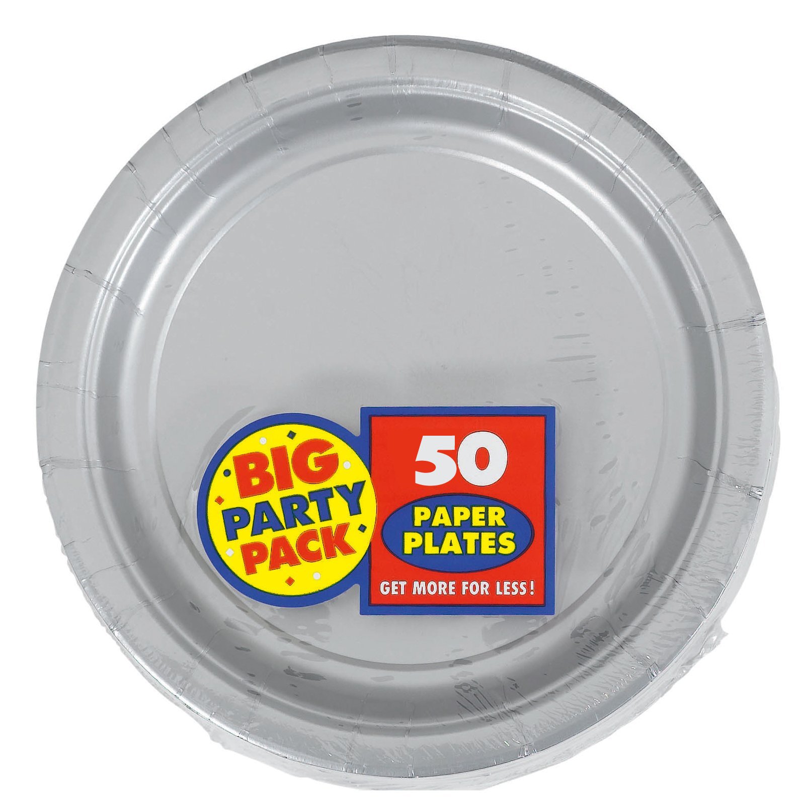 Silver Big Party Pack - Dinner Plates (50 count) - Click Image to Close