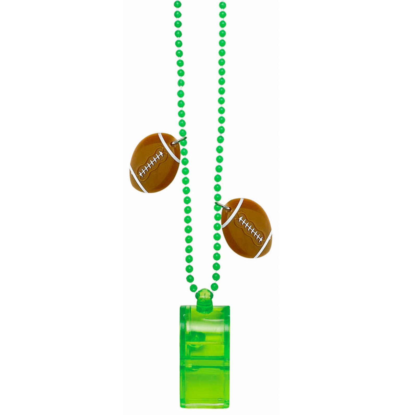 Football - Bead Necklace Chain with Whistle - Click Image to Close