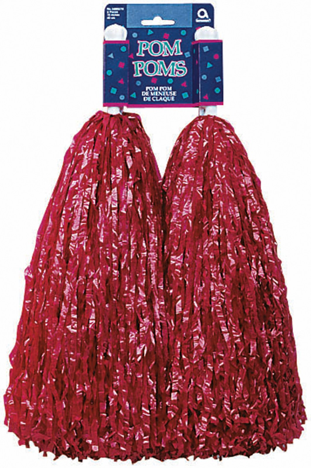 Plastic Pom Poms - Burgundy (2 count) - Click Image to Close