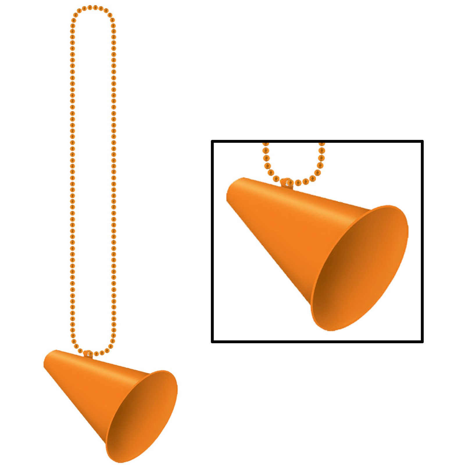 Beads with Megaphone Medallion - Orange - Click Image to Close
