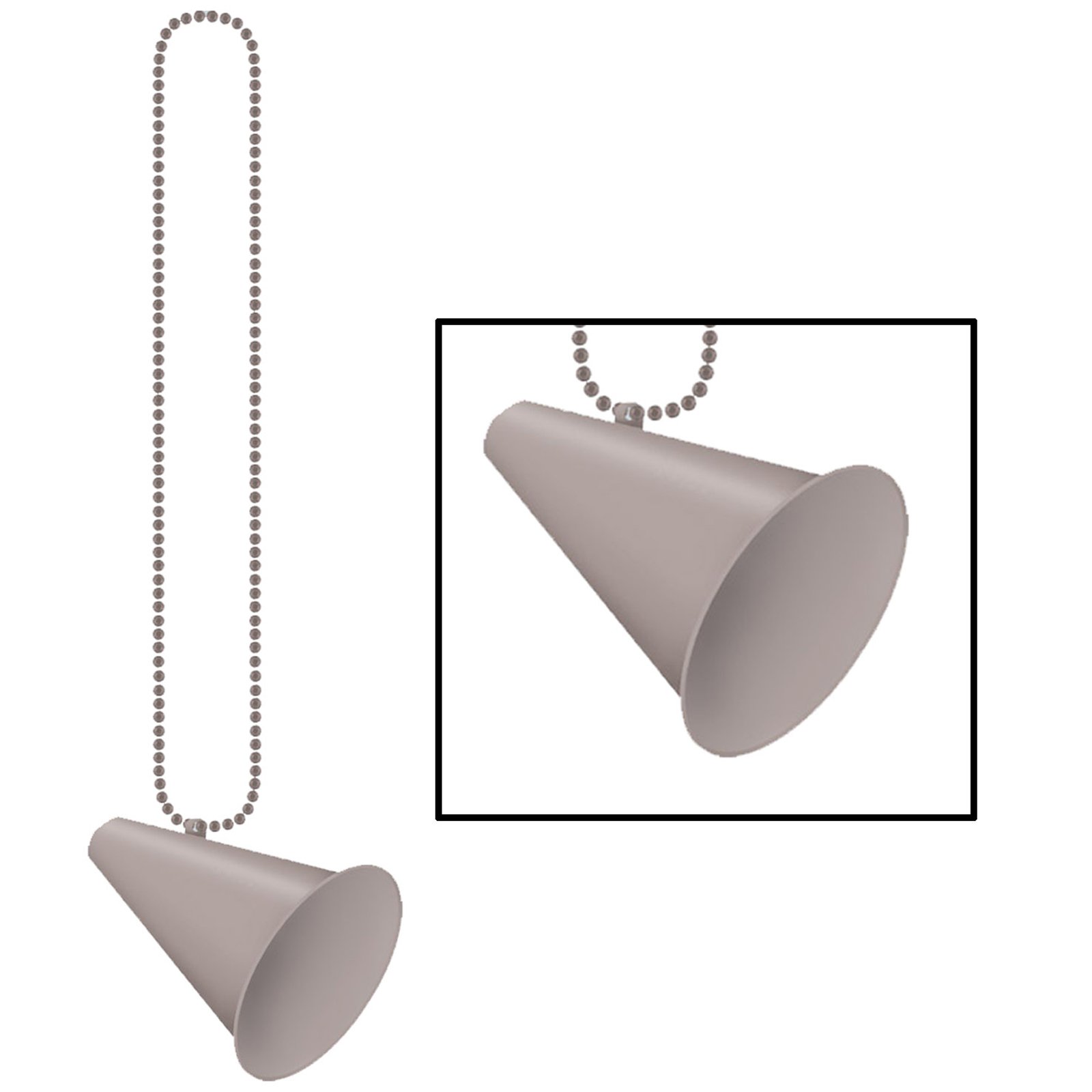 Beads with Megaphone Medallion - Silver - Click Image to Close