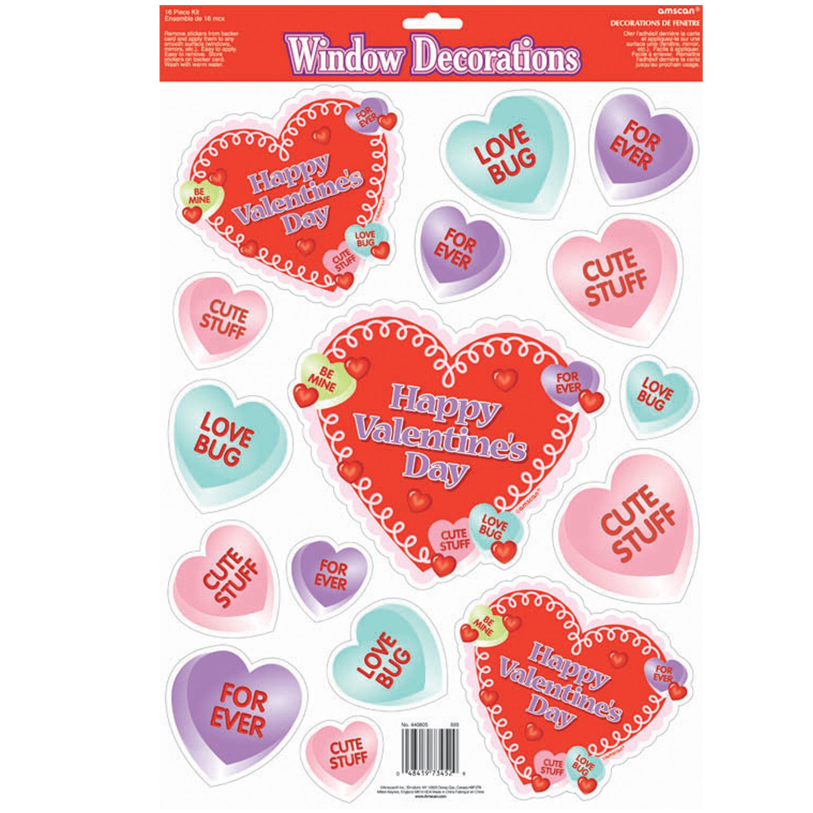 Candy Heart Vinyl Window Clings - Click Image to Close