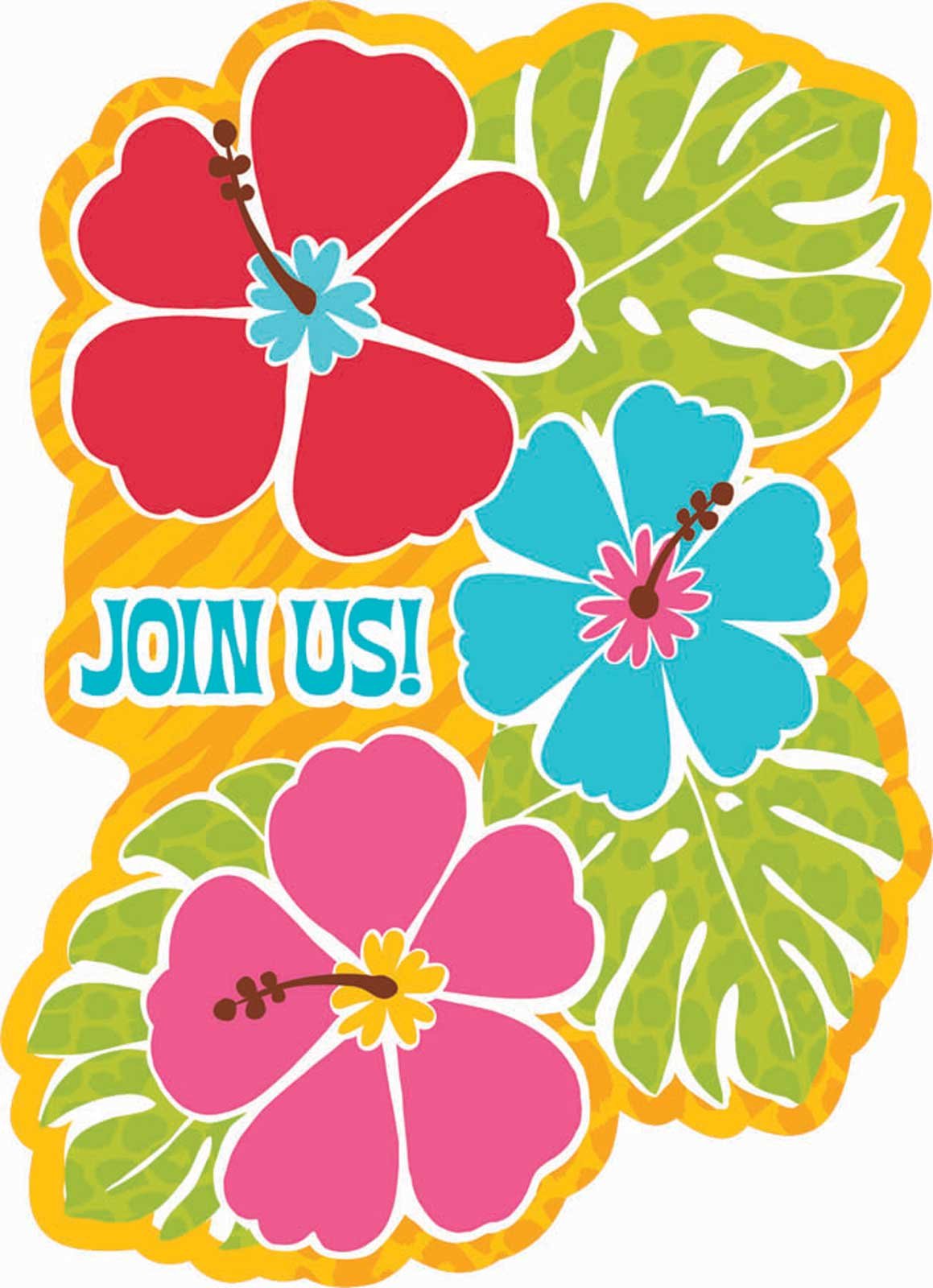 Bright Hibiscus Luau Invitations