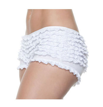 Plus Size White Ruffle Boy Shorts - Click Image to Close