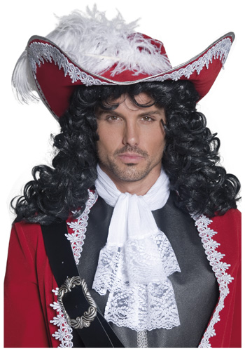 Red Pirate Hat w/ Feather - Click Image to Close