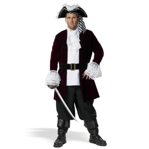 Pirate Captain Plus Adult Costume - Click Image to Close