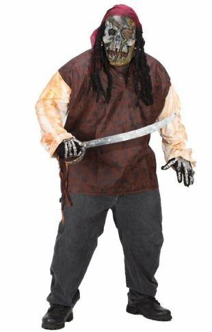 Pirate Skeleton Plus Adult Costume - Click Image to Close