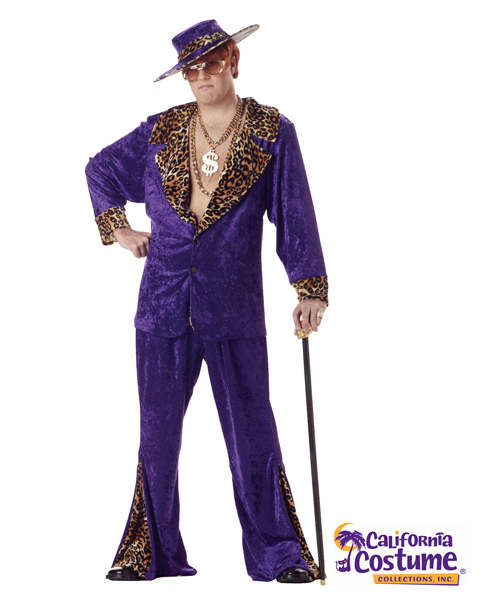 Plus Size Pimp Crushed Includes Hat Costume for Adult - Click Image to Close