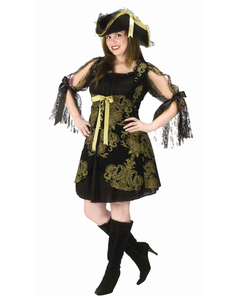 Plus Size Gold Brocade Pirate Costume - Click Image to Close