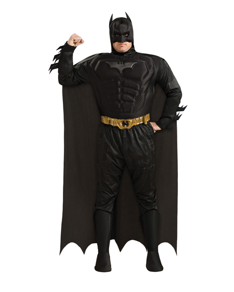Plus Size Deluxe Dark Knight Muscle Chest Batman Costume for Adu