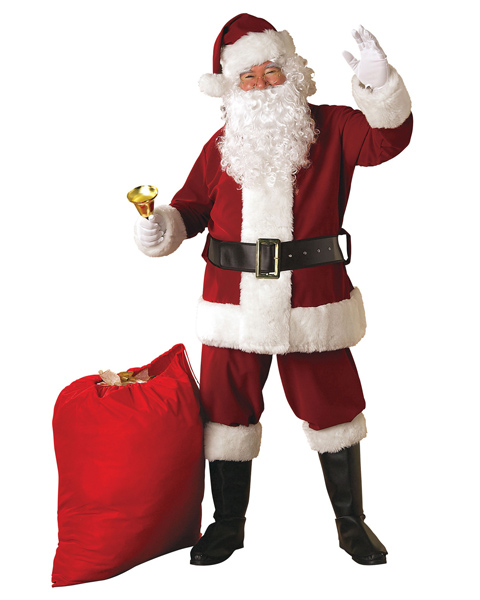 Extra Large Crimson Regency Plush Santa Suit Costume for Adult - Click Image to Close