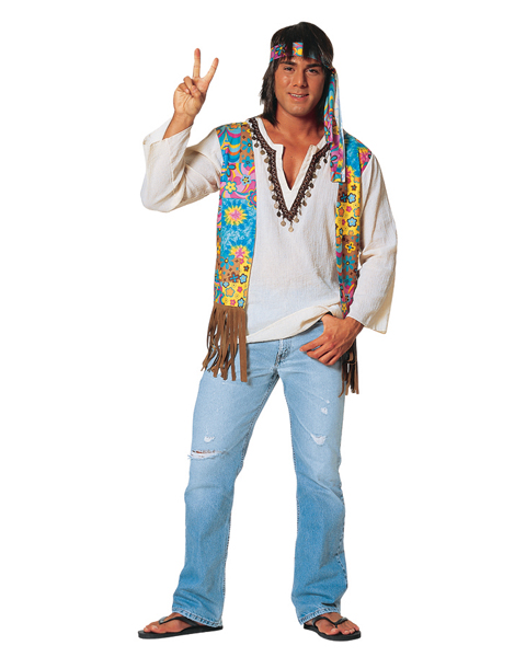 Mens Plus Hippie Costume - Click Image to Close